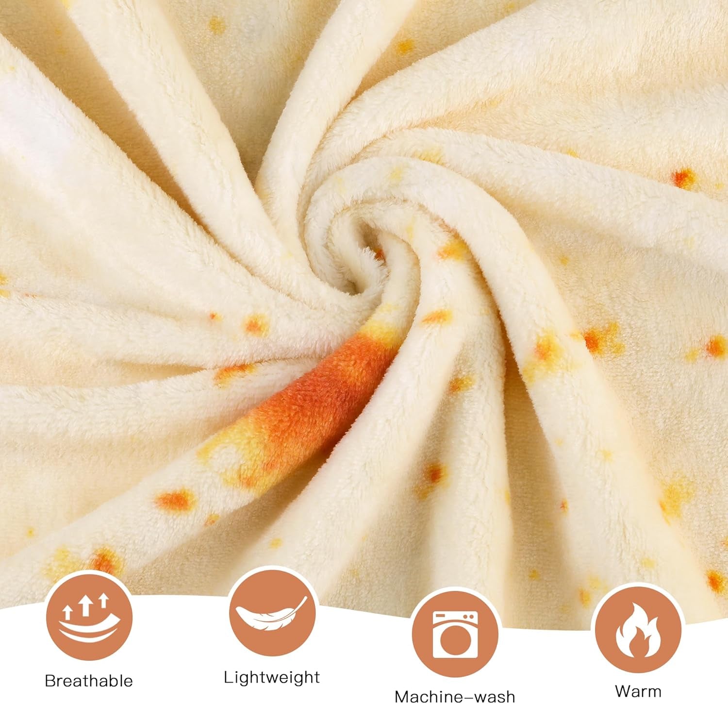 Burrito Tortilla Blanket, Double Sided Super Soft Flannel Throw, Gag Novelty Tortilla White Elephant Gift for Christmas Adults Kids Couples Parties