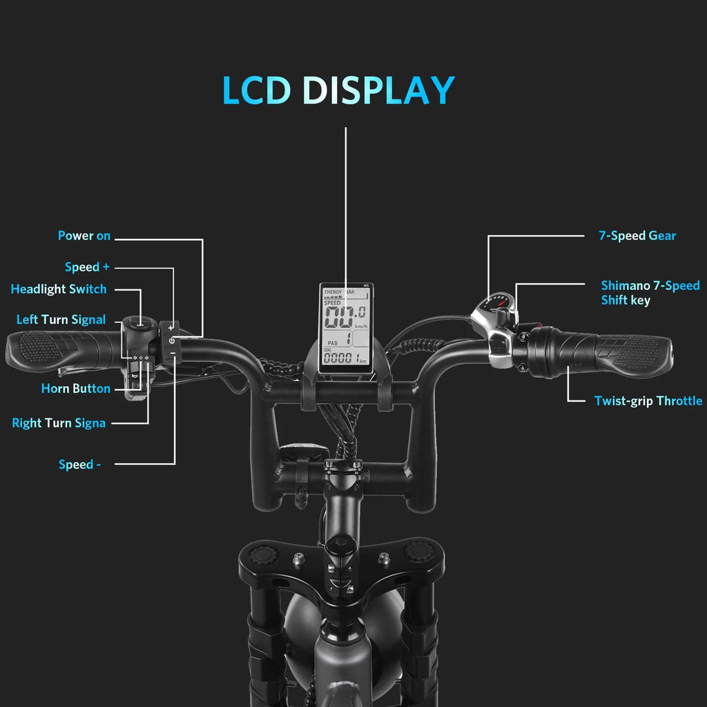 Electric Bike for Adults, Peak 1000W Electric Bicycles, 20X4.0" Fat Tire Ebike, 48V/15Ah Battery, Mountain Bike up to 31MPH, Dual Disc Brakes E-Bike, Front Suspension, E Bike UL2849